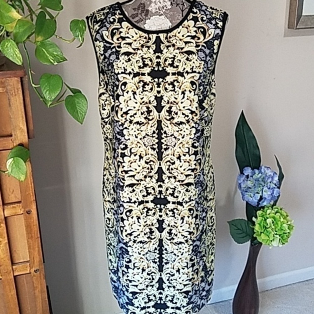 J. Taylor black, white & yellow dress Sz. 14‎